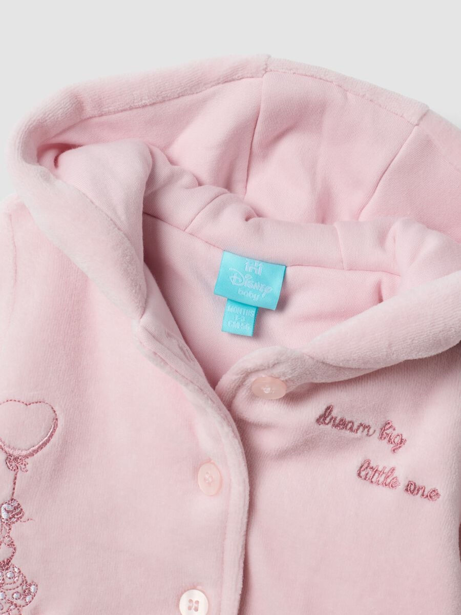 Pink hooded organic cotton-blend jacket with Minnie embroidery for baby girl_3