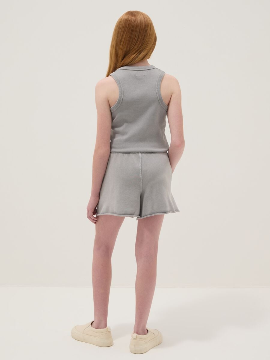 Grey pure cotton shorts with elasticated waistband_1