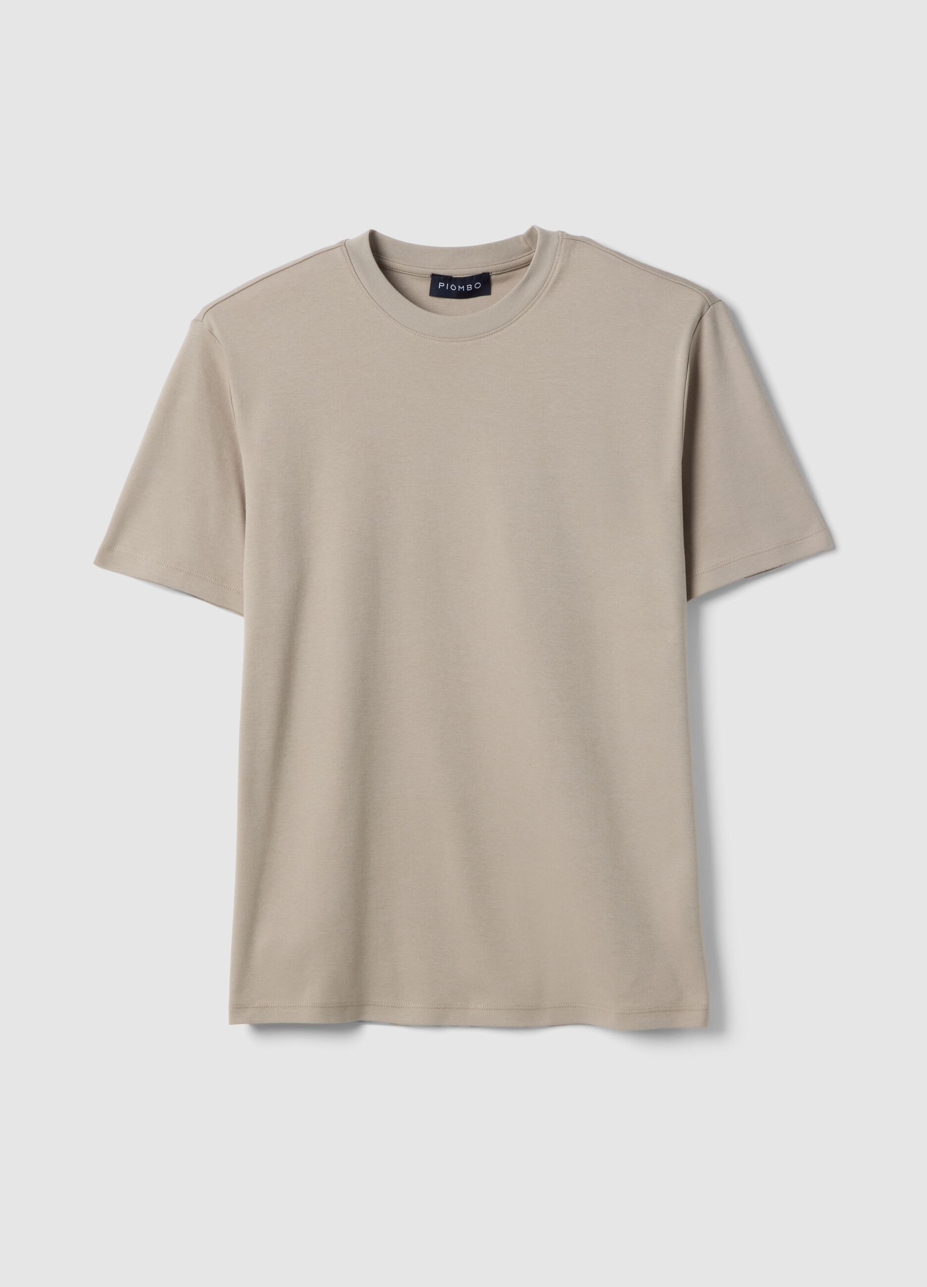 Beige Pure Cotton Crew Neck T-Shirt Regular Fit