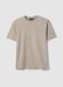 Beige Pure Cotton Crew Neck T-Shirt Regular Fit_0