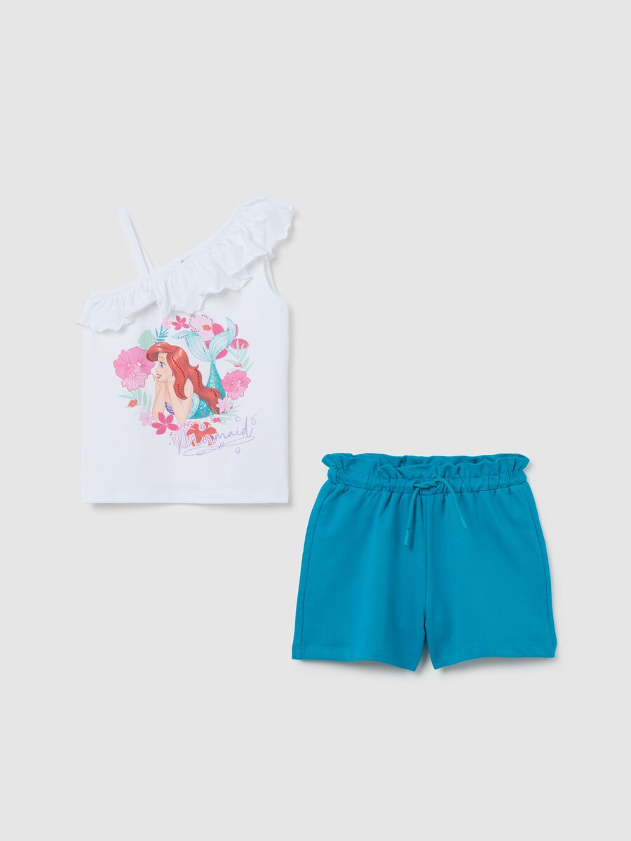Girls’ summer set in white and blue cotton_0