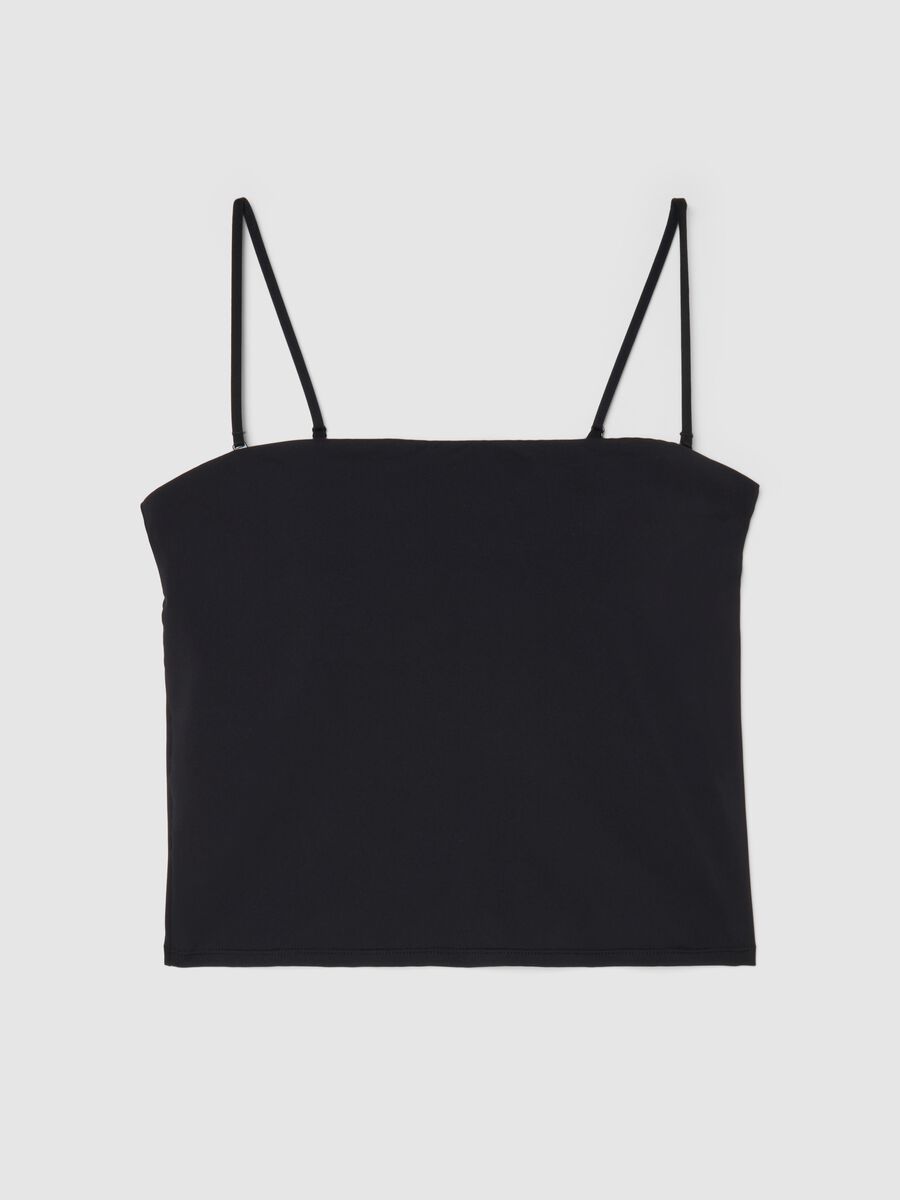 Canottiera nera regular fit con scollo quadrato_4