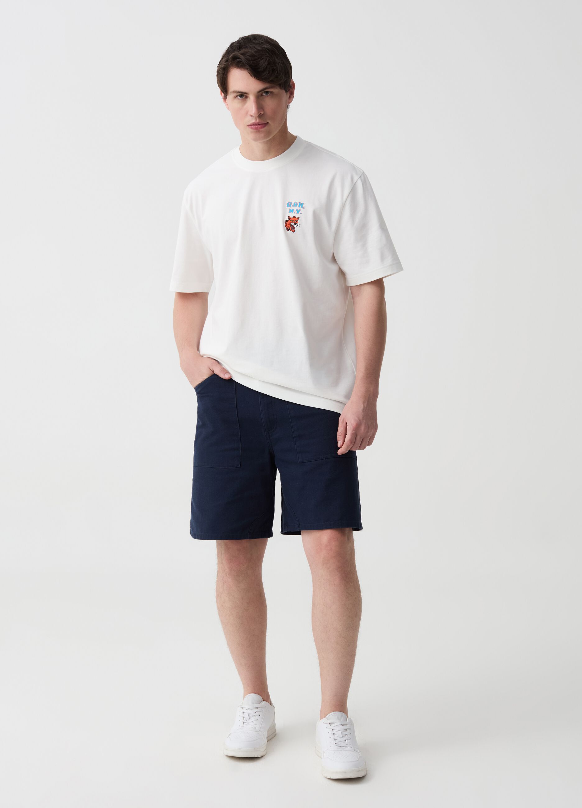Ovs Bermuda in cotone dobby stretch