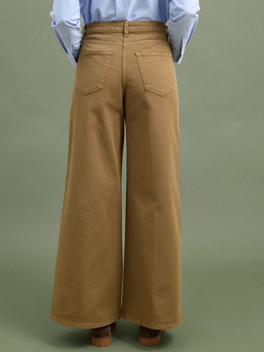 Brown stretch cotton wide-leg trousers_2