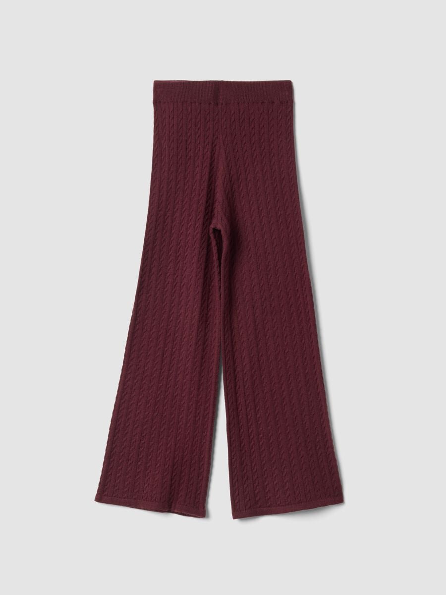 Leggings viola prugna flare con motivo a trecce_0