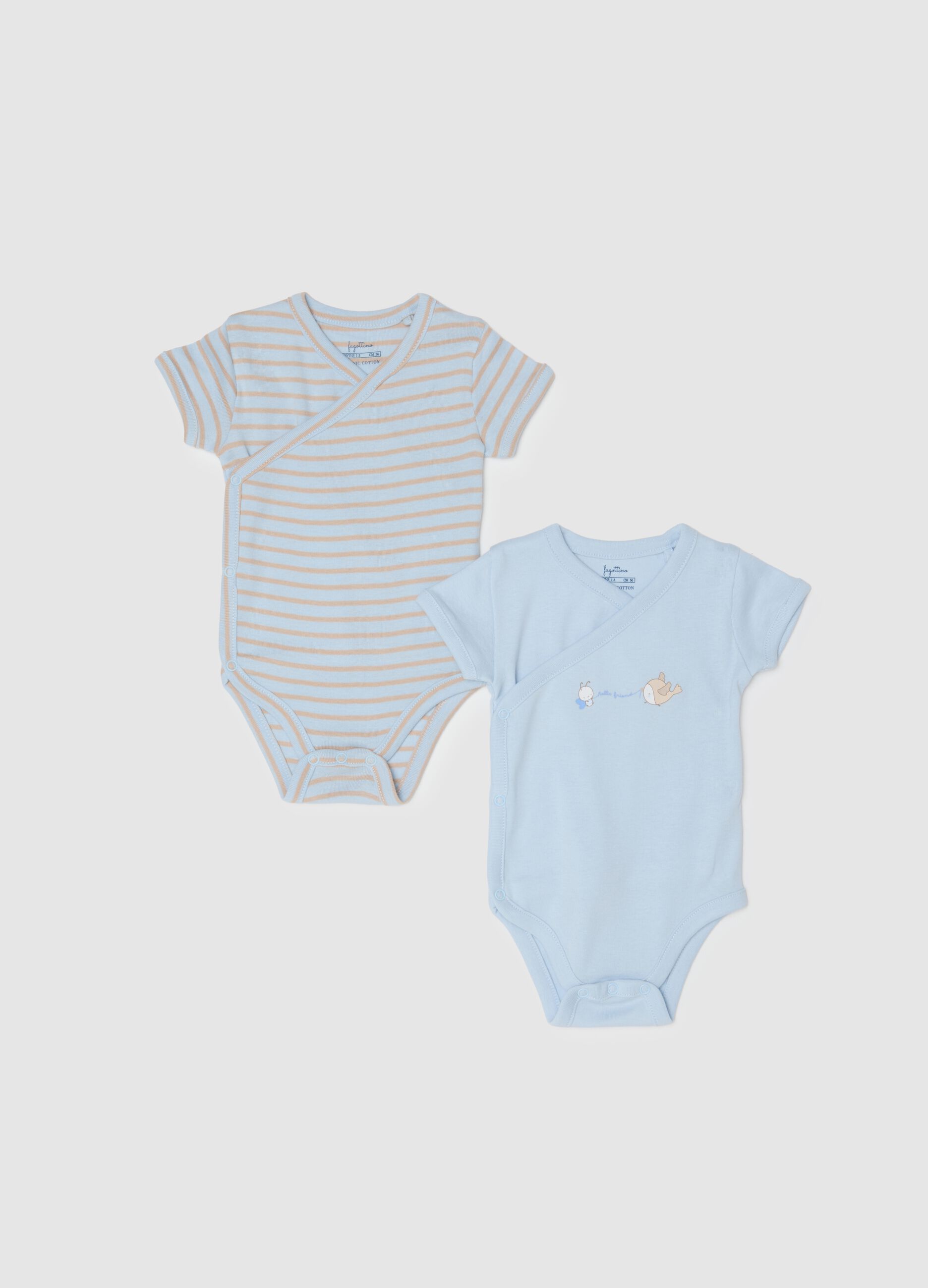 Newborn Multicolour Pure Cotton Bodysuit Twin Pack