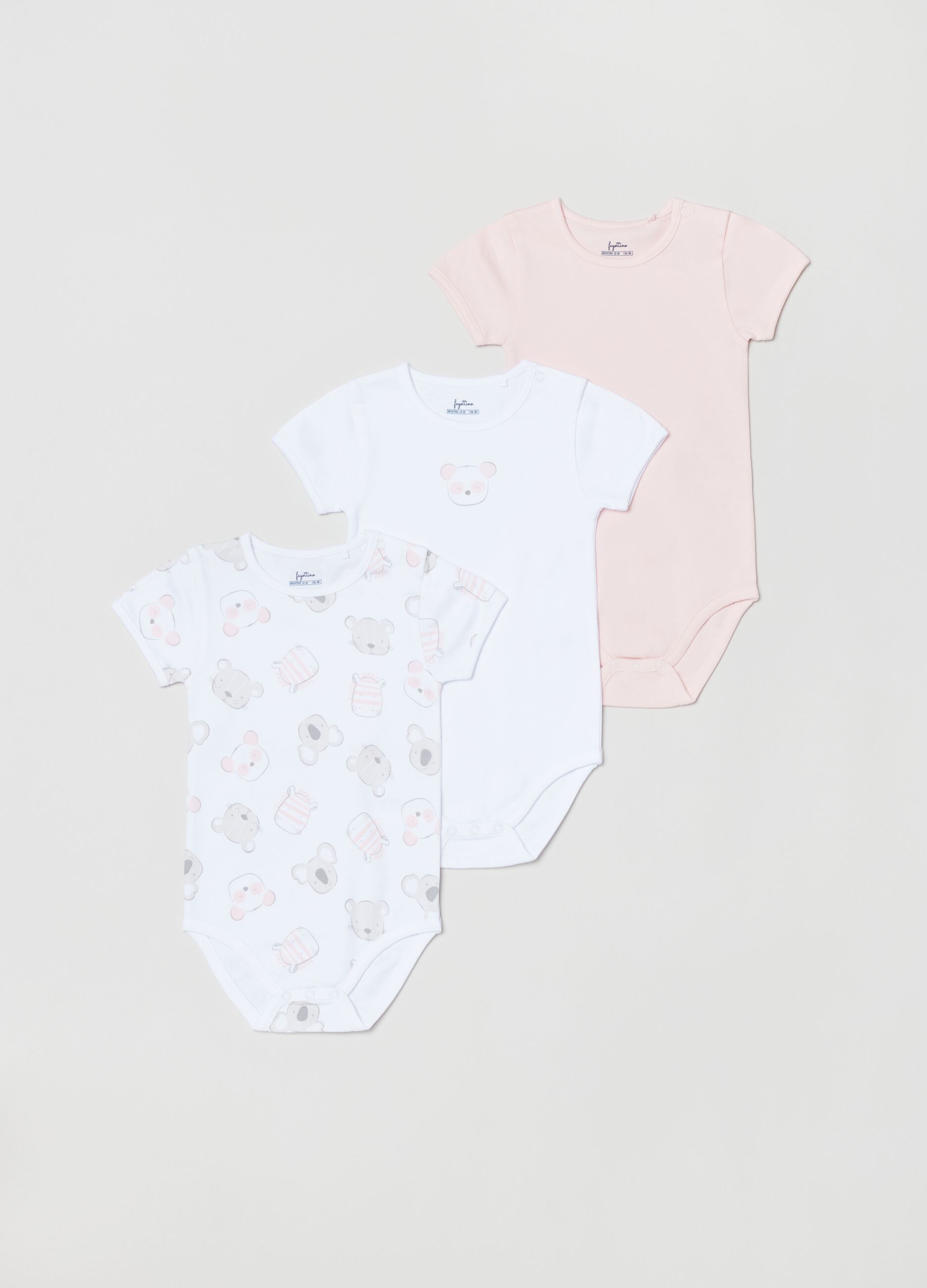Tripack body in cotone con stampa