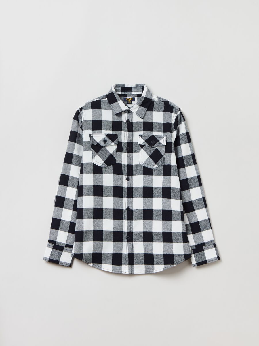 Camicia in cotone con fantasia a quadri_0