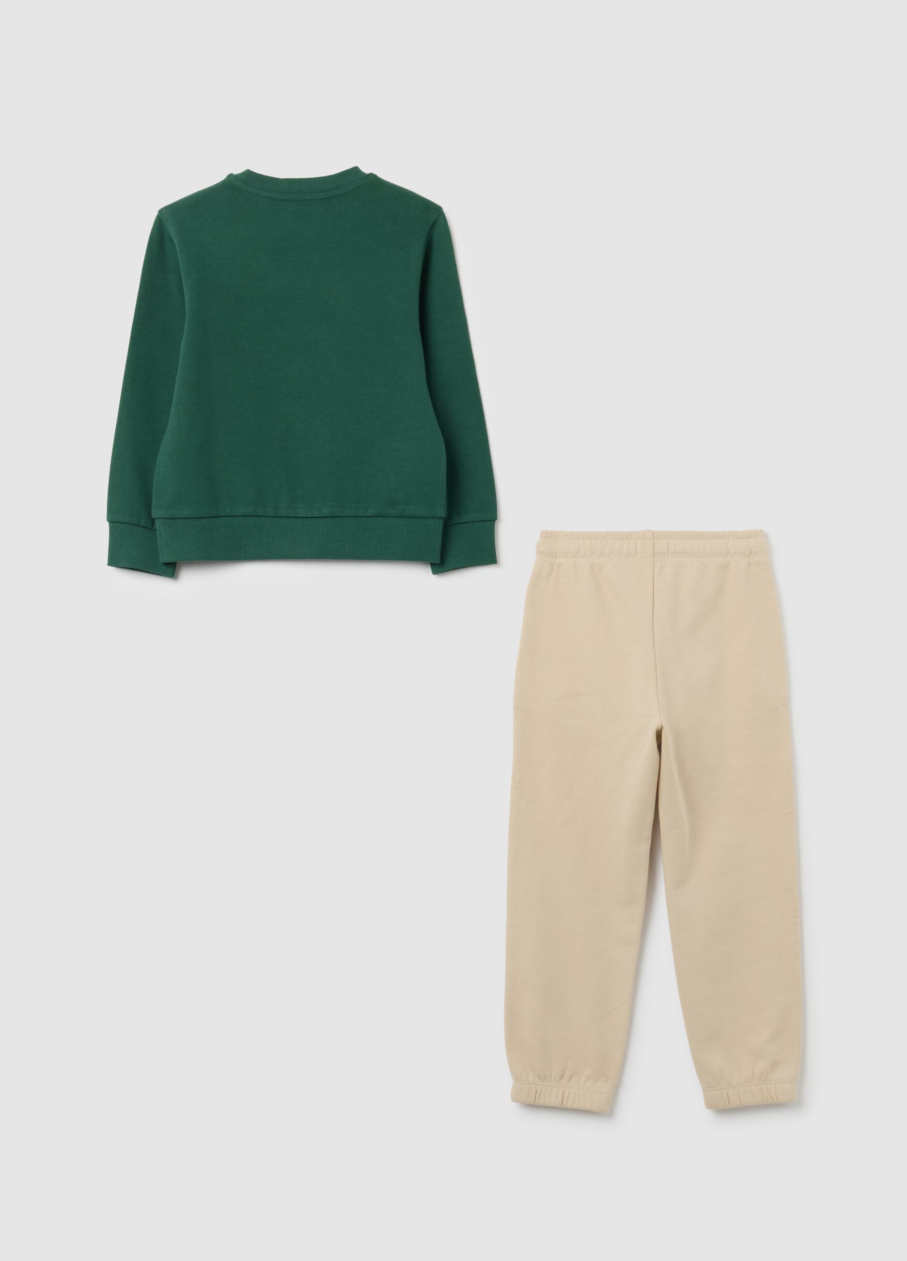 Green regular fit pure cotton kids set