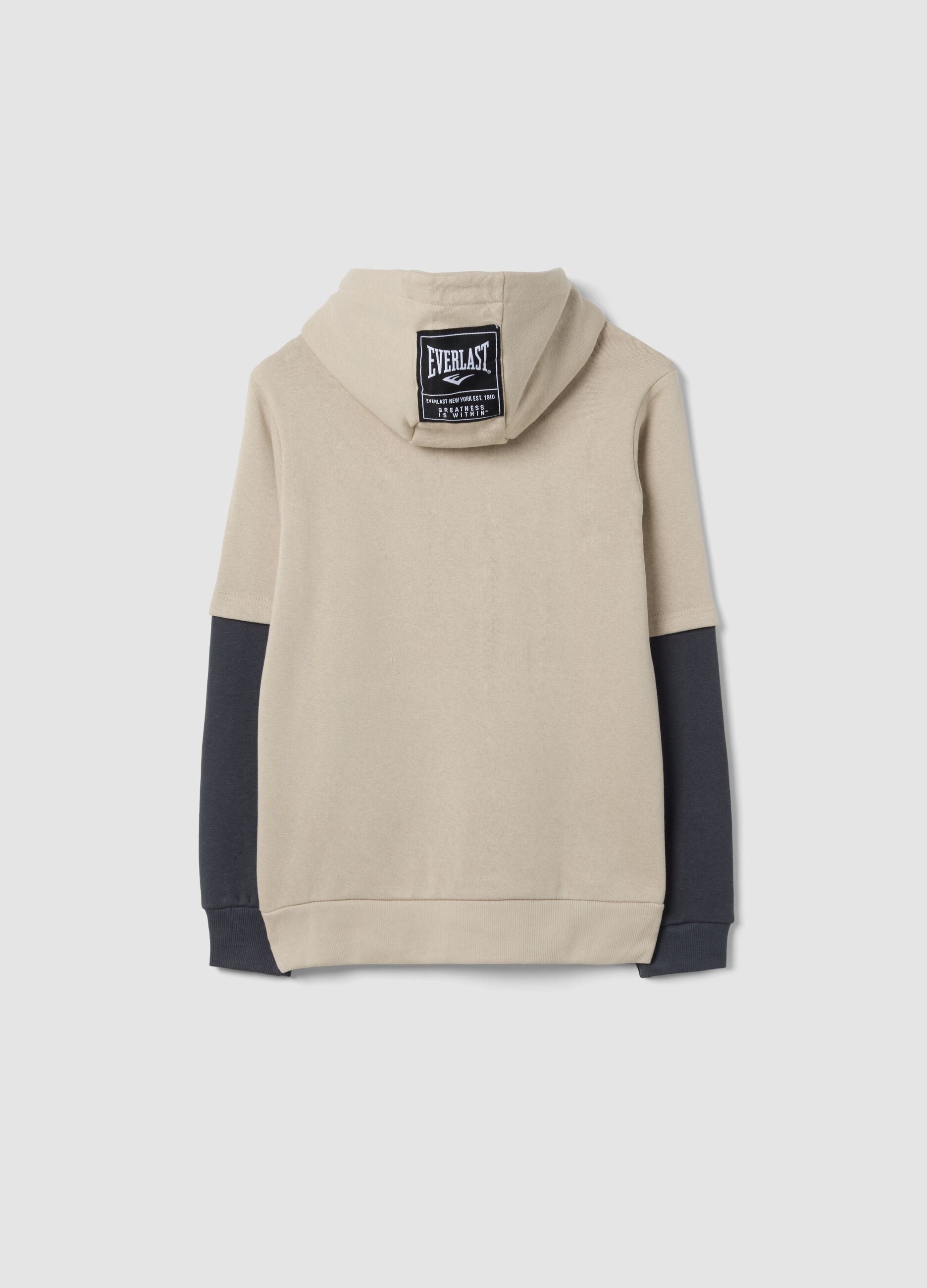 Beige cotton-blend hoodie