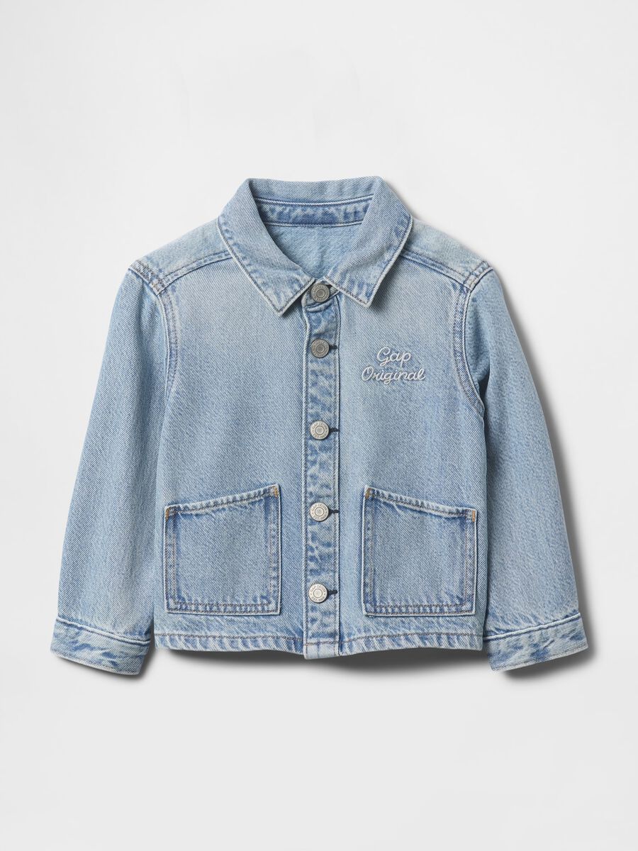 Denim jacket with embroidered logo for kids GAP_1