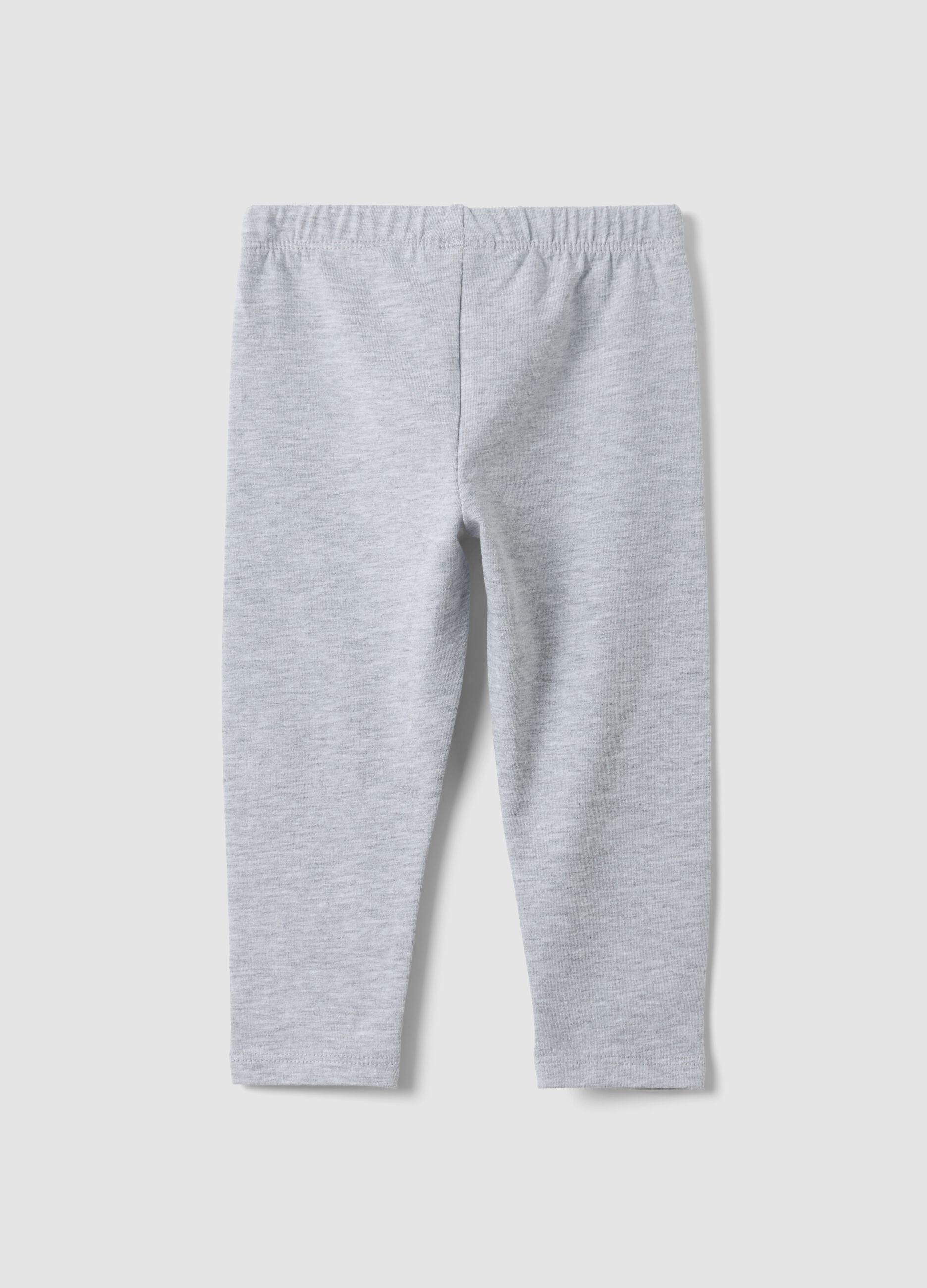 Grey slim-fit organic cotton blend leggings for baby girl