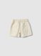 Girls' white pure cotton denim shorts regular fit with lace trim_1