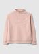 Felpa in misto cotone rosa regular fit con mezza zip e collo alto_4