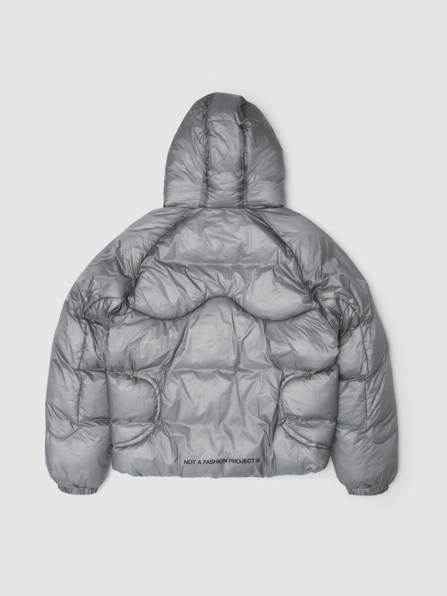 Nylon Ripstop Hooded Puffer Jacket Grey_6