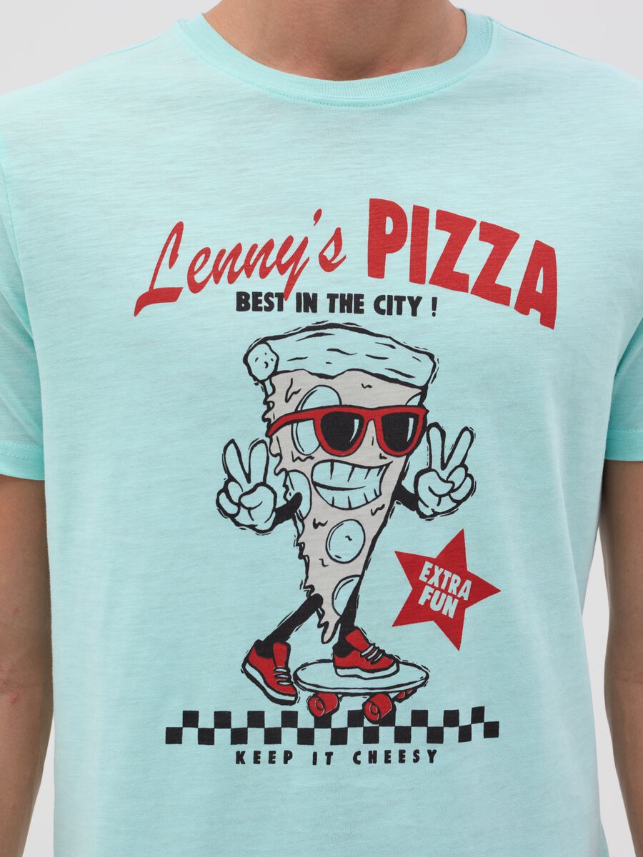 Slub jersey T-shirt with pizza print_2