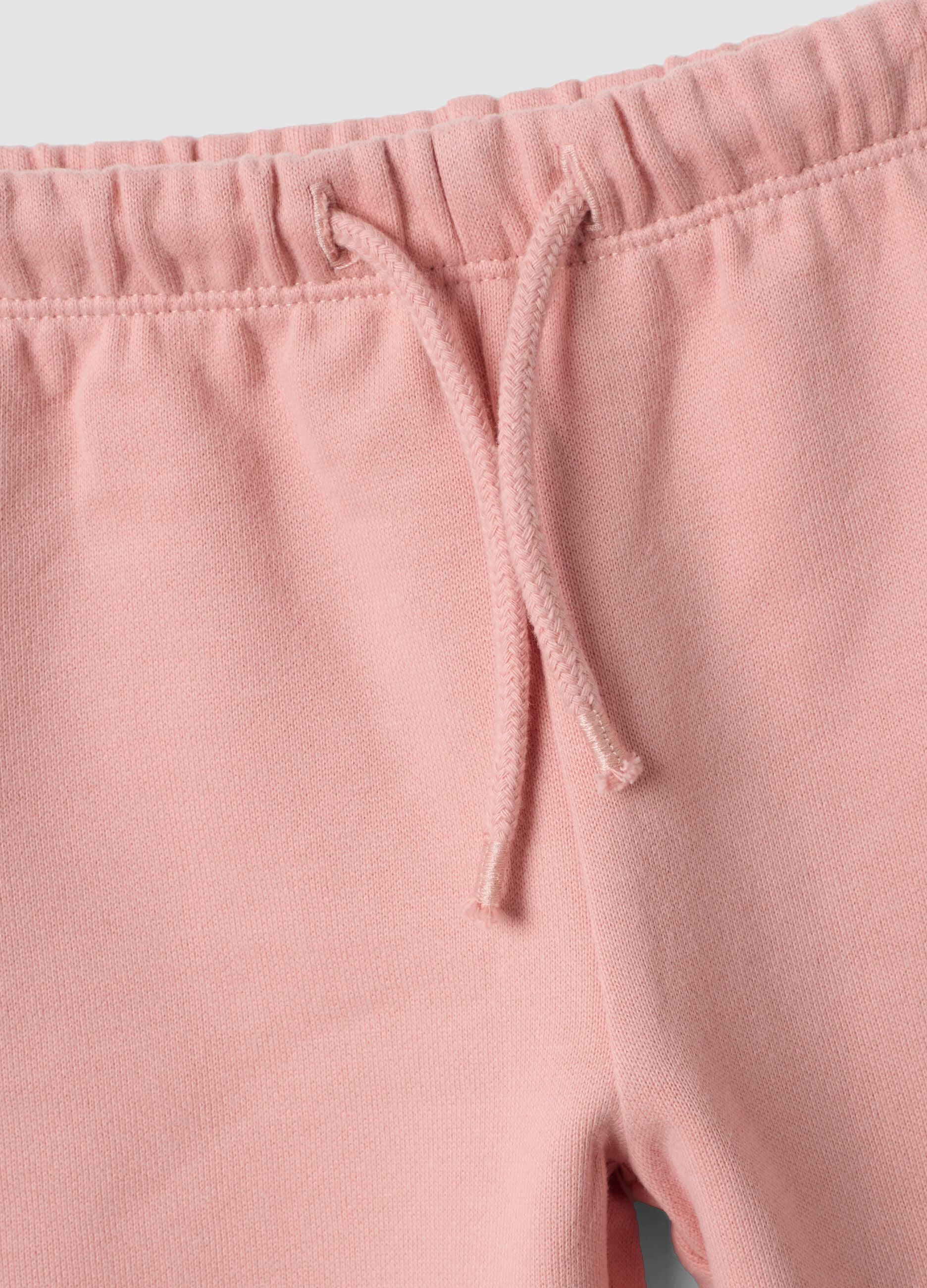 Pink pure cotton set with crew-neck sweatshirt