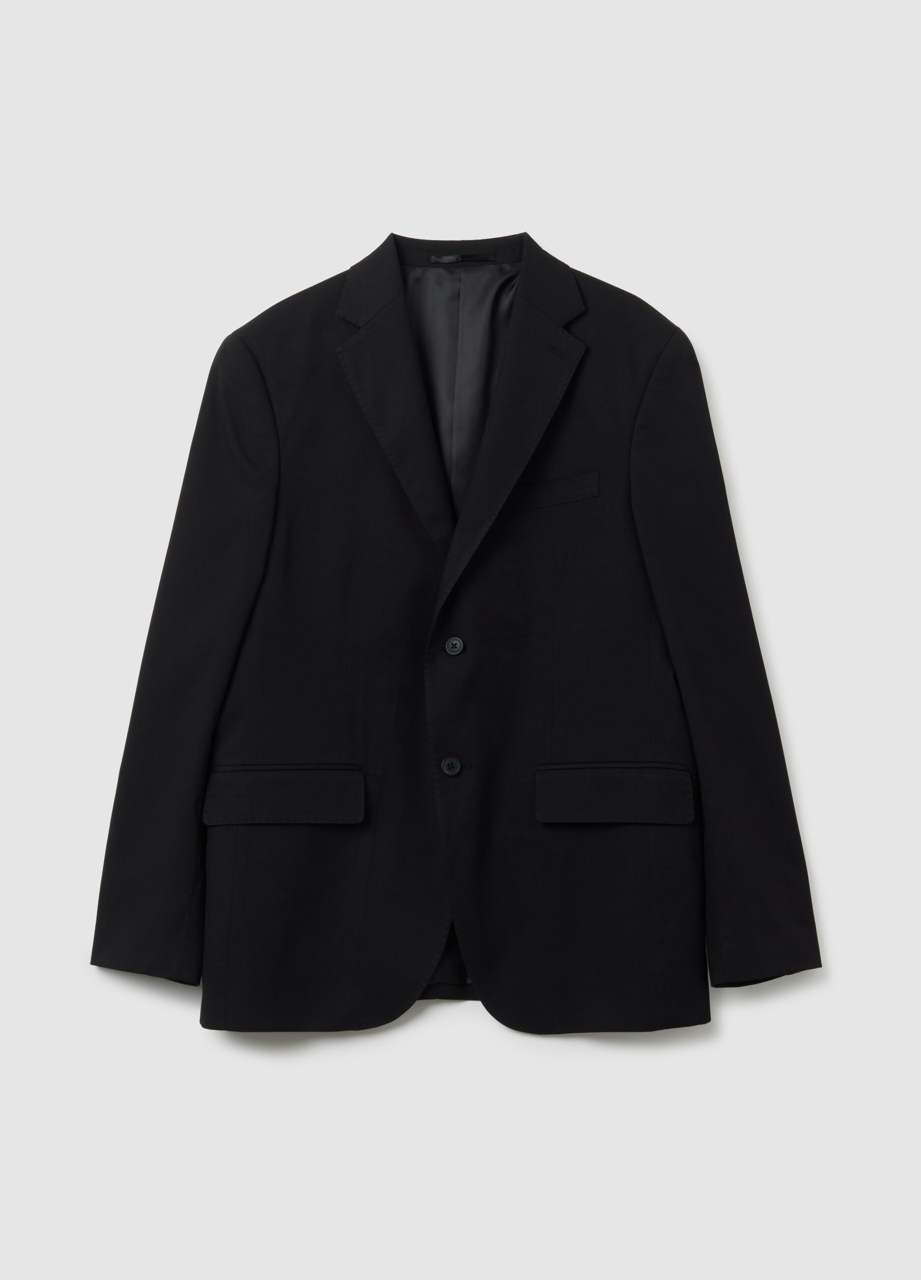 Black regular fit mixed fabric jacket