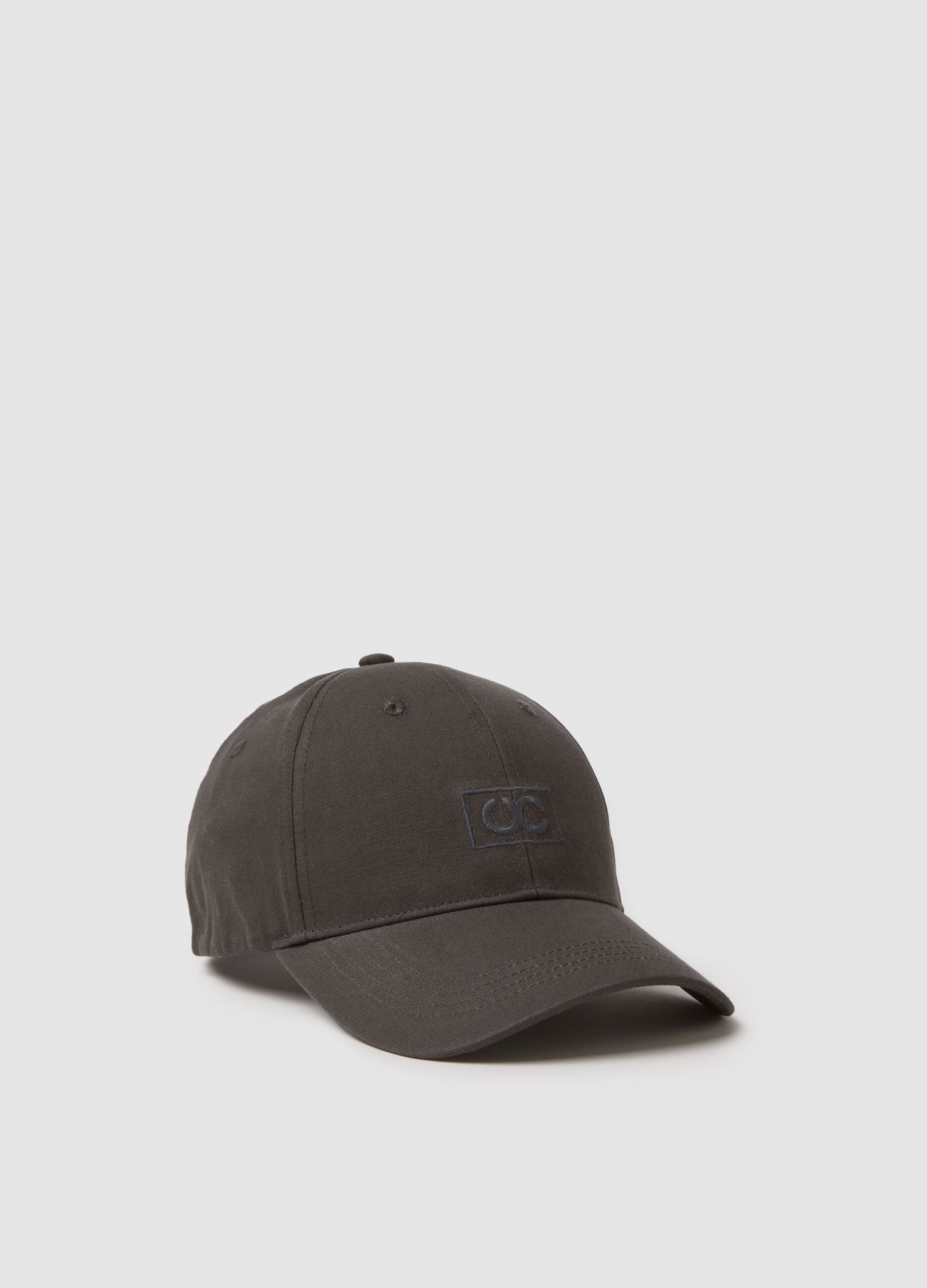 Regular fit black pure cotton baseball cap