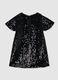 Girls' black velvet regular fit dress with sequins_1