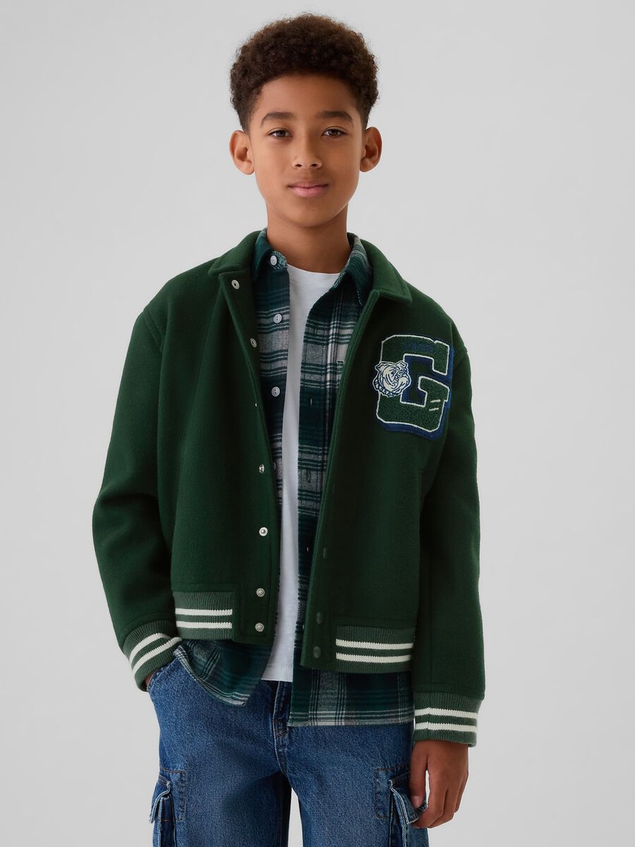 Varsity bomber jacket with bouclé applications_3