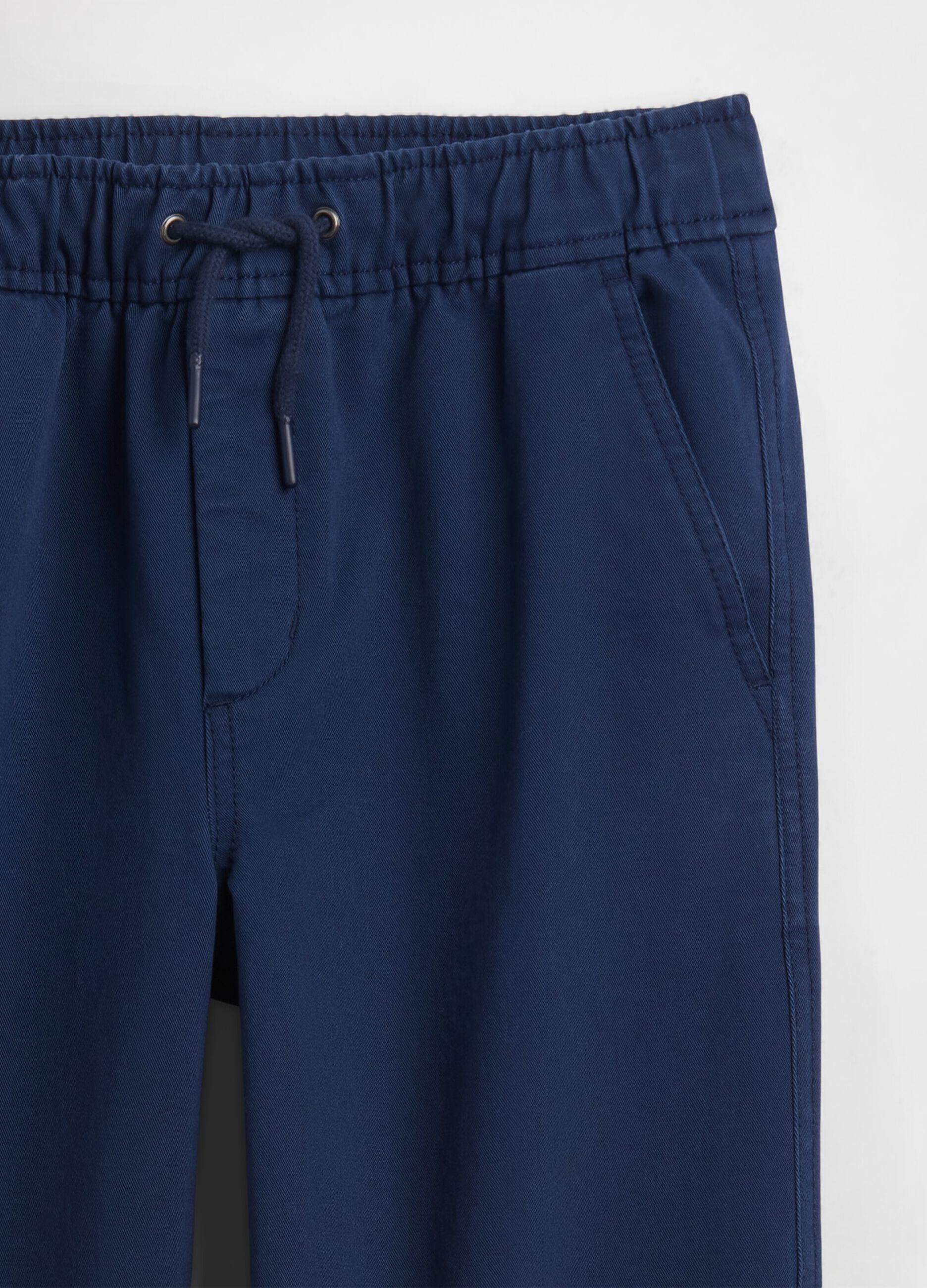 Pantaloni blu per bambino in tessuto elasticizzato