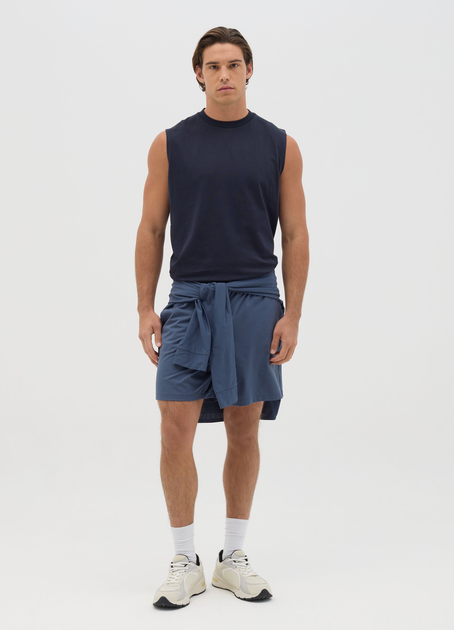 Canotta da uomo in misto blu relaxed fit