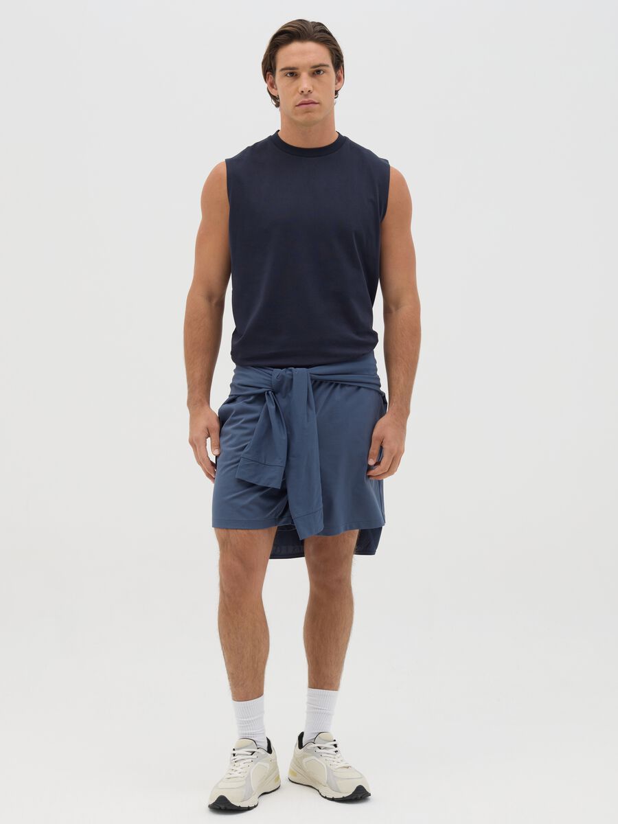 Men's blue casual fit tank top_1