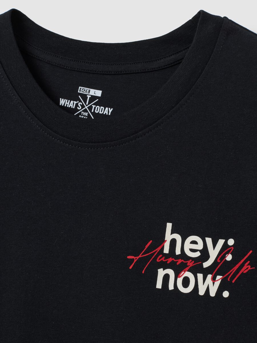 Regular fit black pure cotton t-shirt with print_5