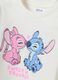 T-shirt bianca in cotone elasticizzato con stampa Lilo e Stitch per bambina_2