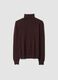 Brown high-neck jumper in viscose and wool blend, regular fit_0