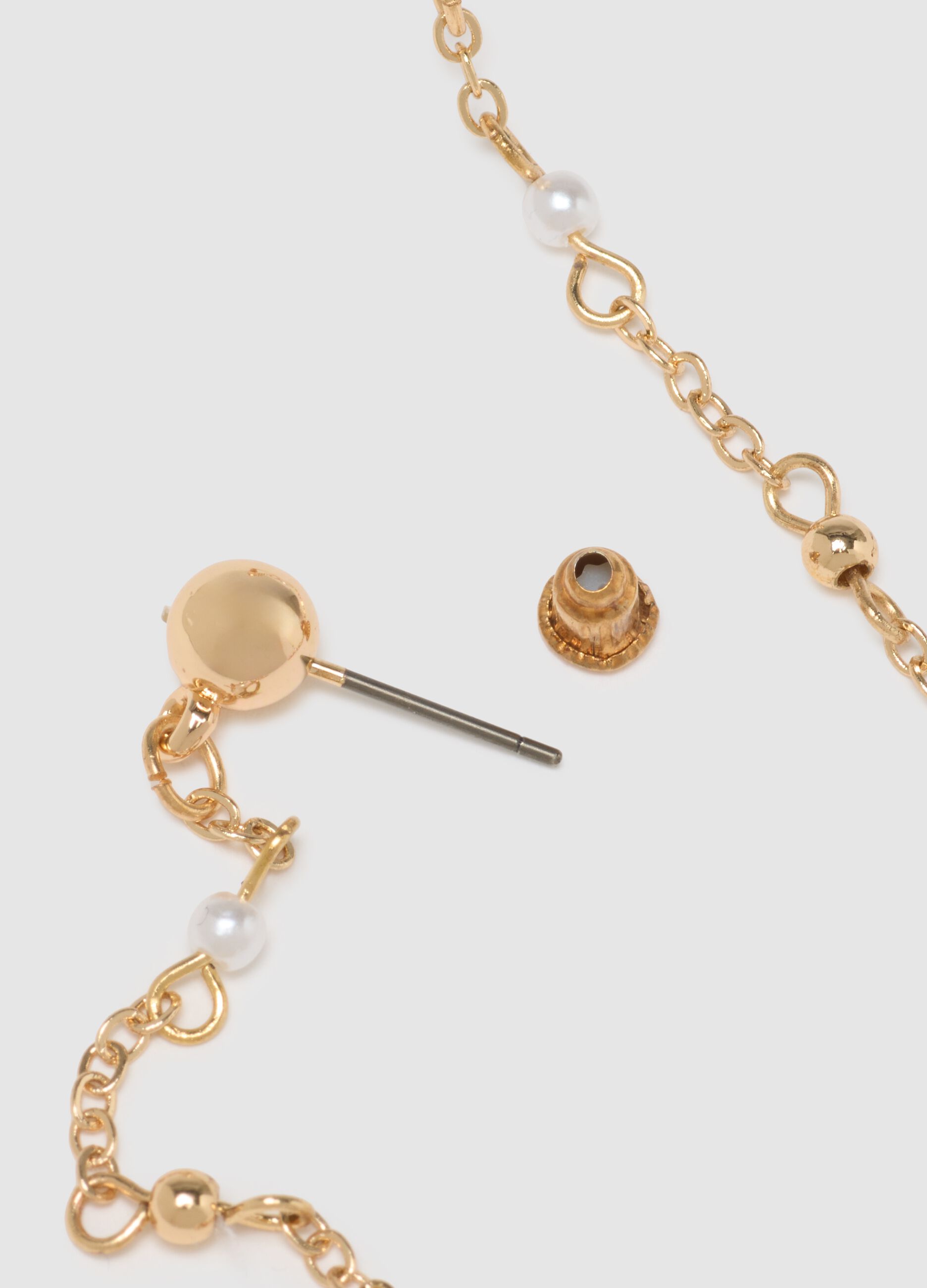 Gold Steel Earrings with Pearls