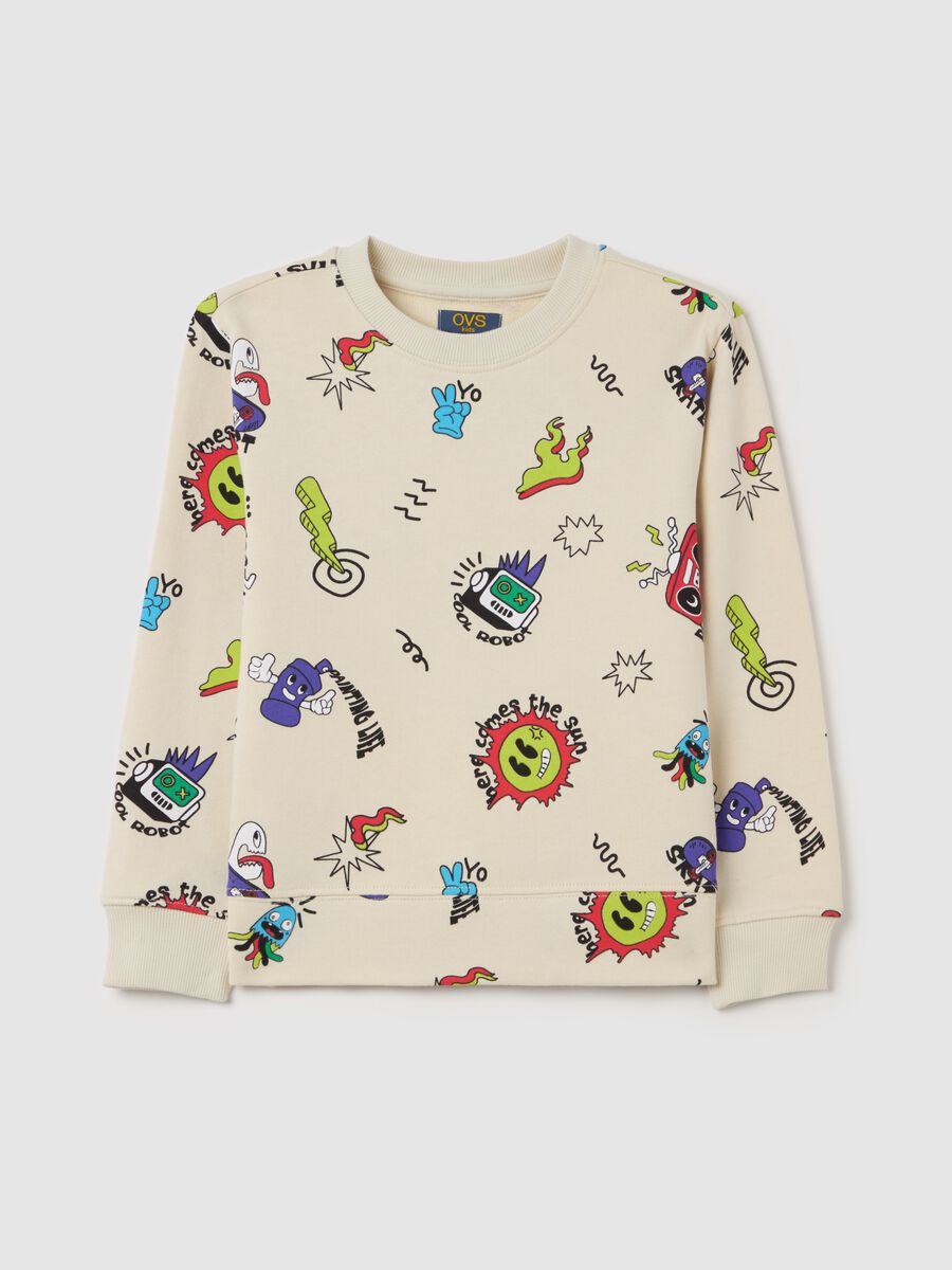 French terry sweatshirt with graffiti-style print_0