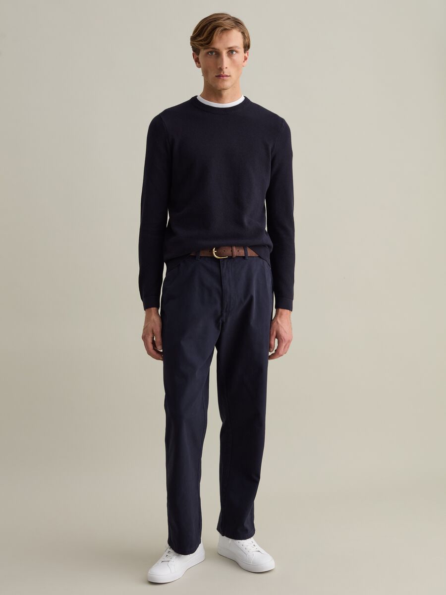 Piquet pullover with round neck_3