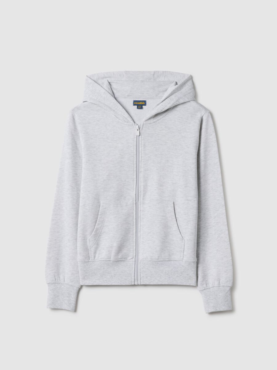 Felpa in puro cotone grigia per ragazze regular fit con zip_3
