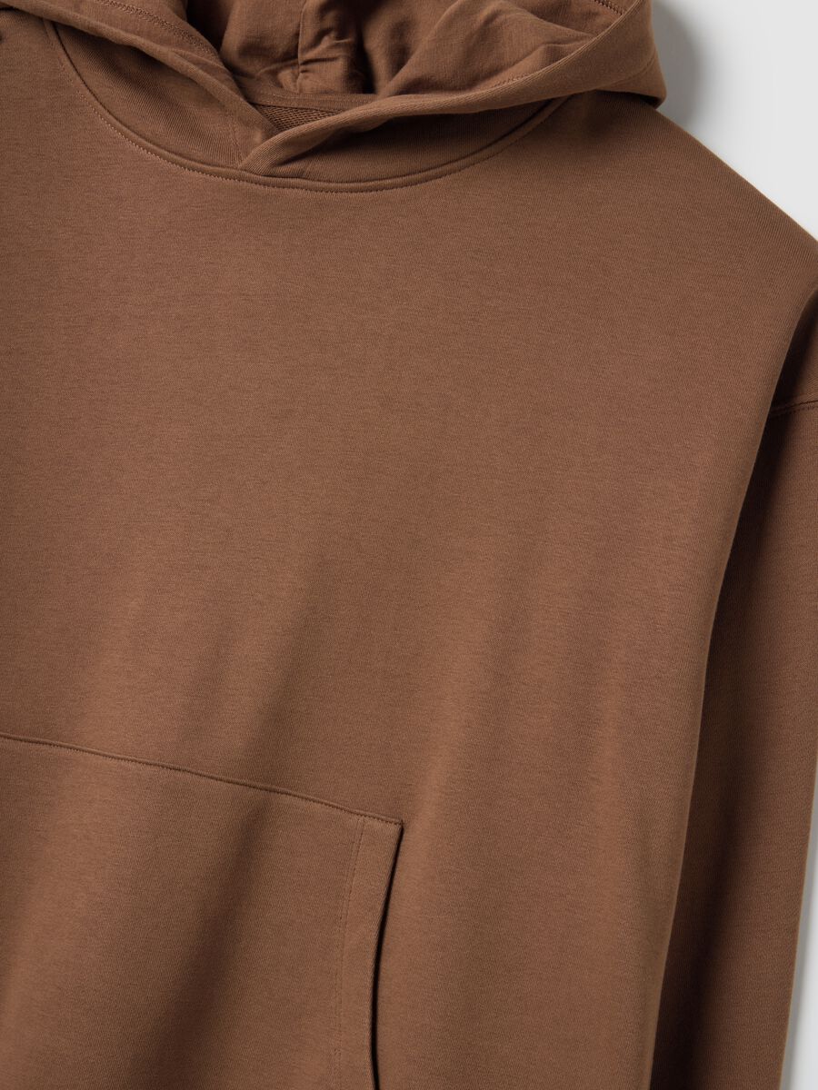 Brown cotton blend hoodie regular fit_5