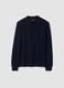 Navy pure merino wool polo jumper with polo collar_0