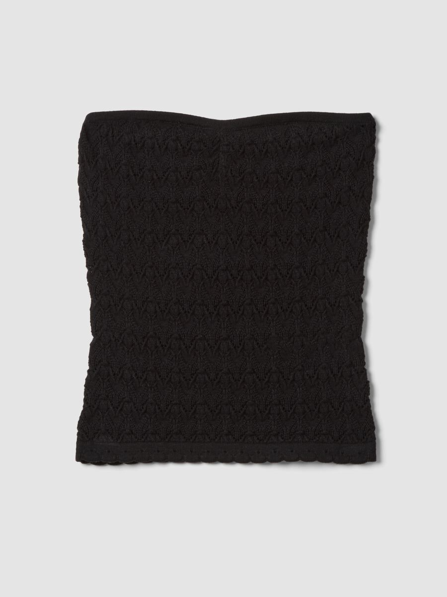 Black pure cotton bandeau knit top_0