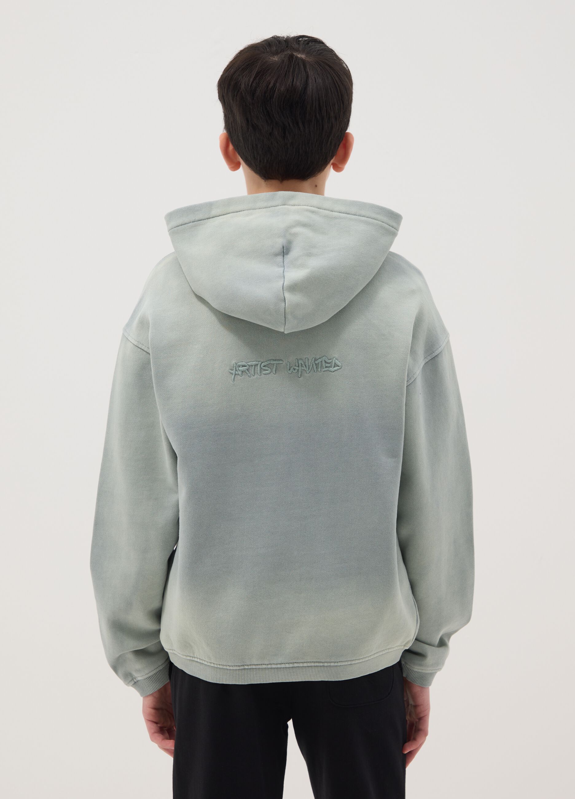 Green Tie-Dye Oversized Fit Boys' Pure Cotton Sweatshirt