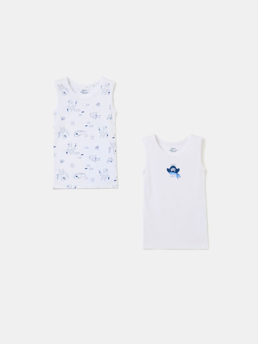 Two-pack organic cotton vests with print_0