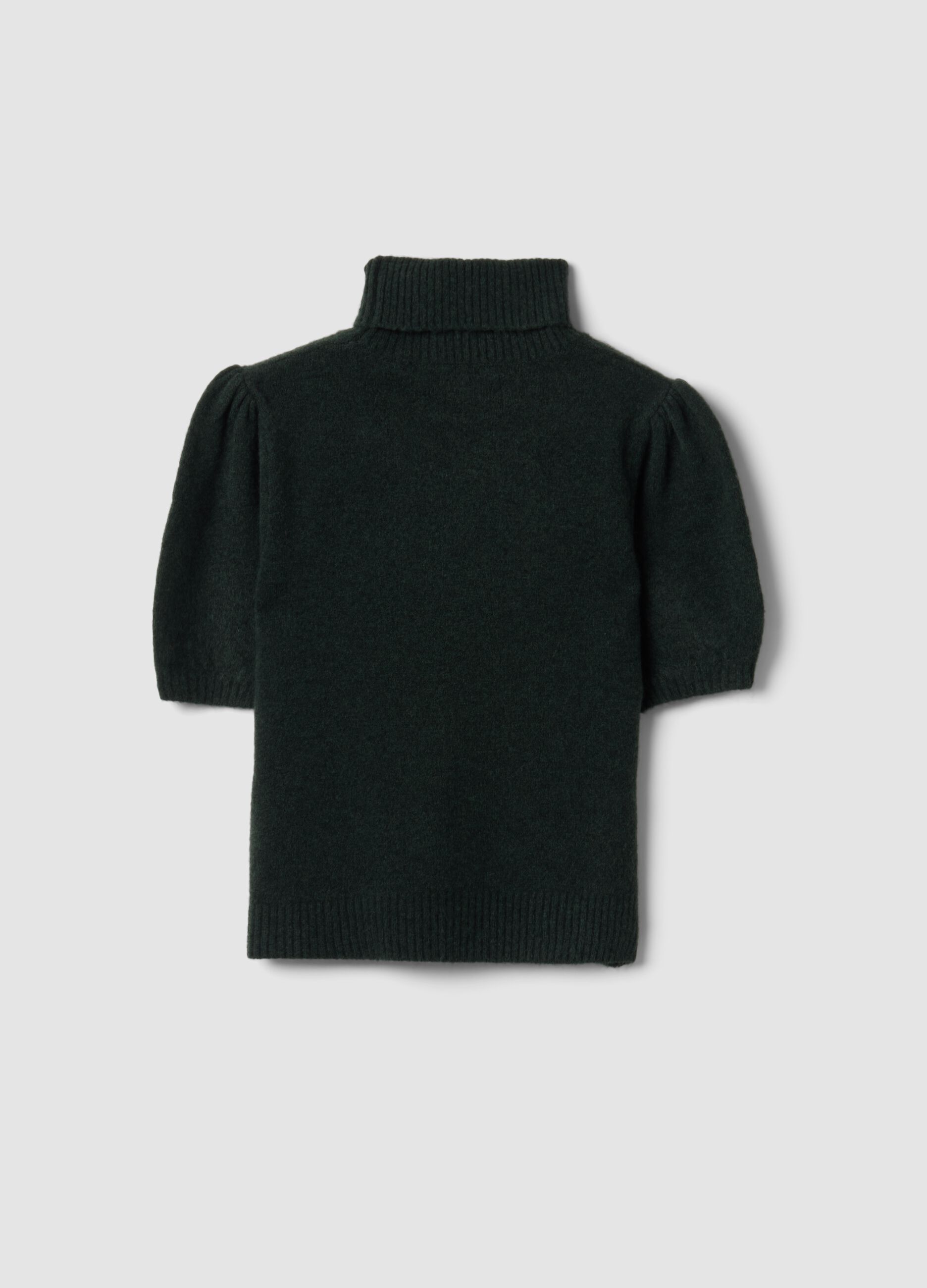 Maglia verde dolcevita in viscosa elasticizzata