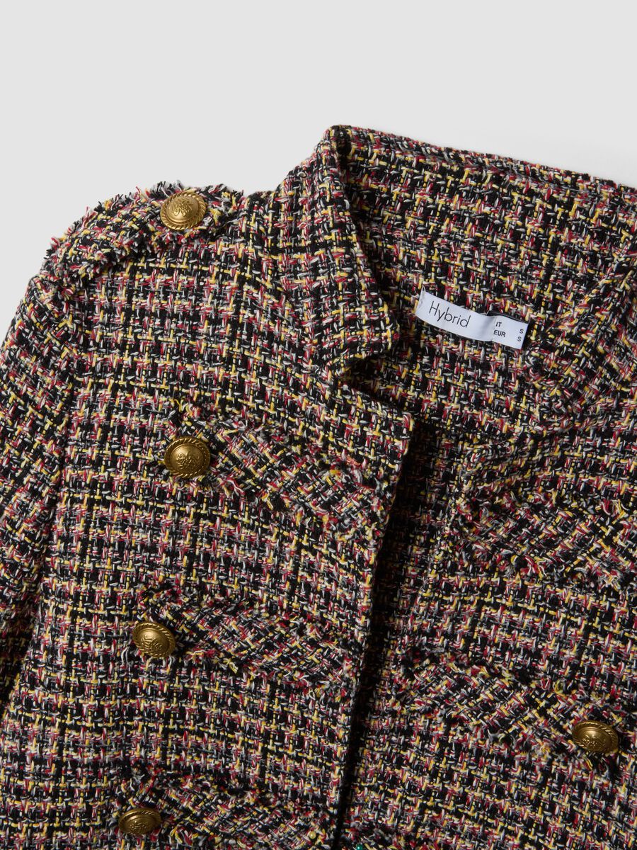 Giacca multicolor in misto cotone con bottoni dorati regular fit_1
