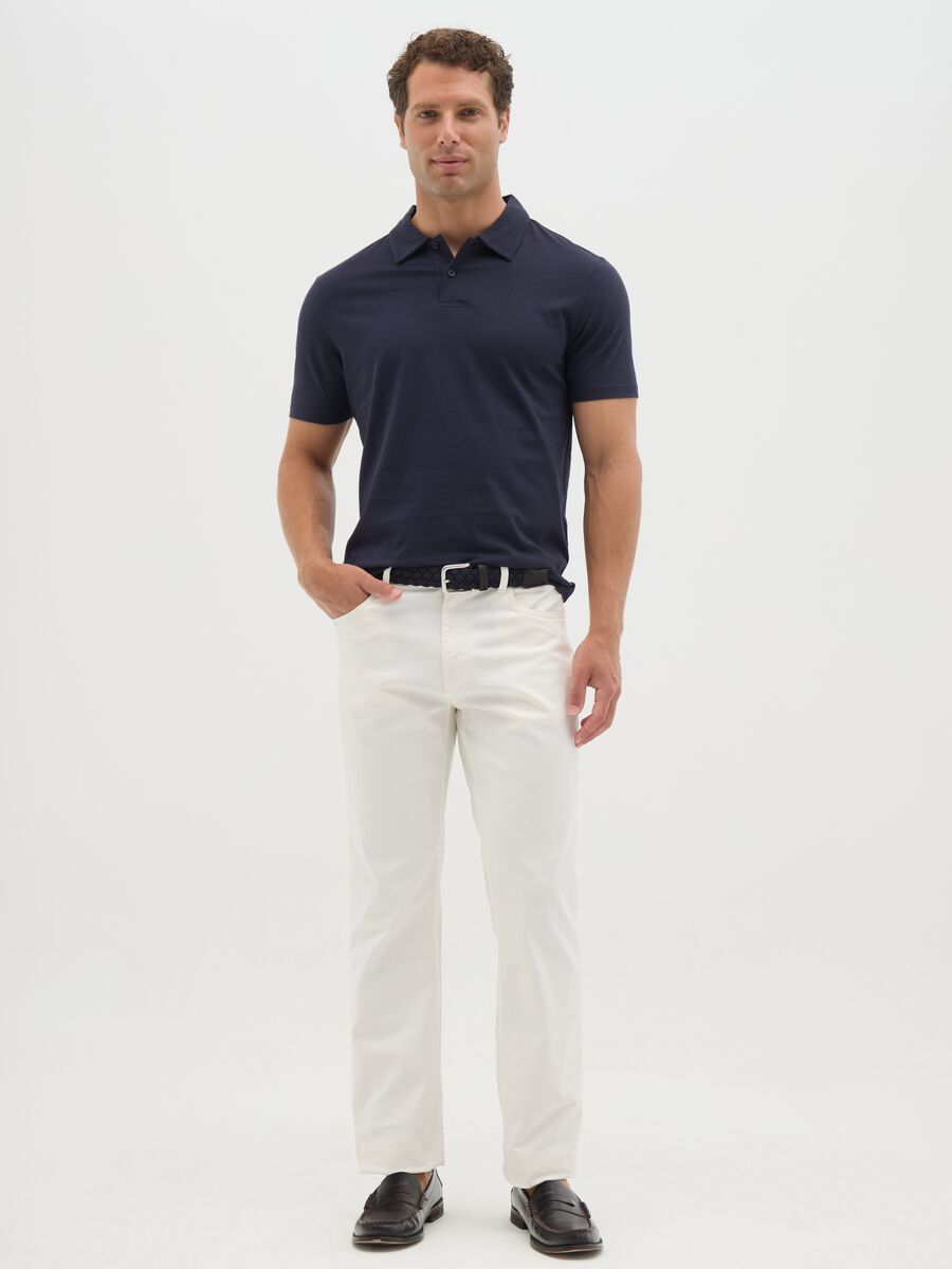Men's blue regular fit pure cotton polo shirt_1