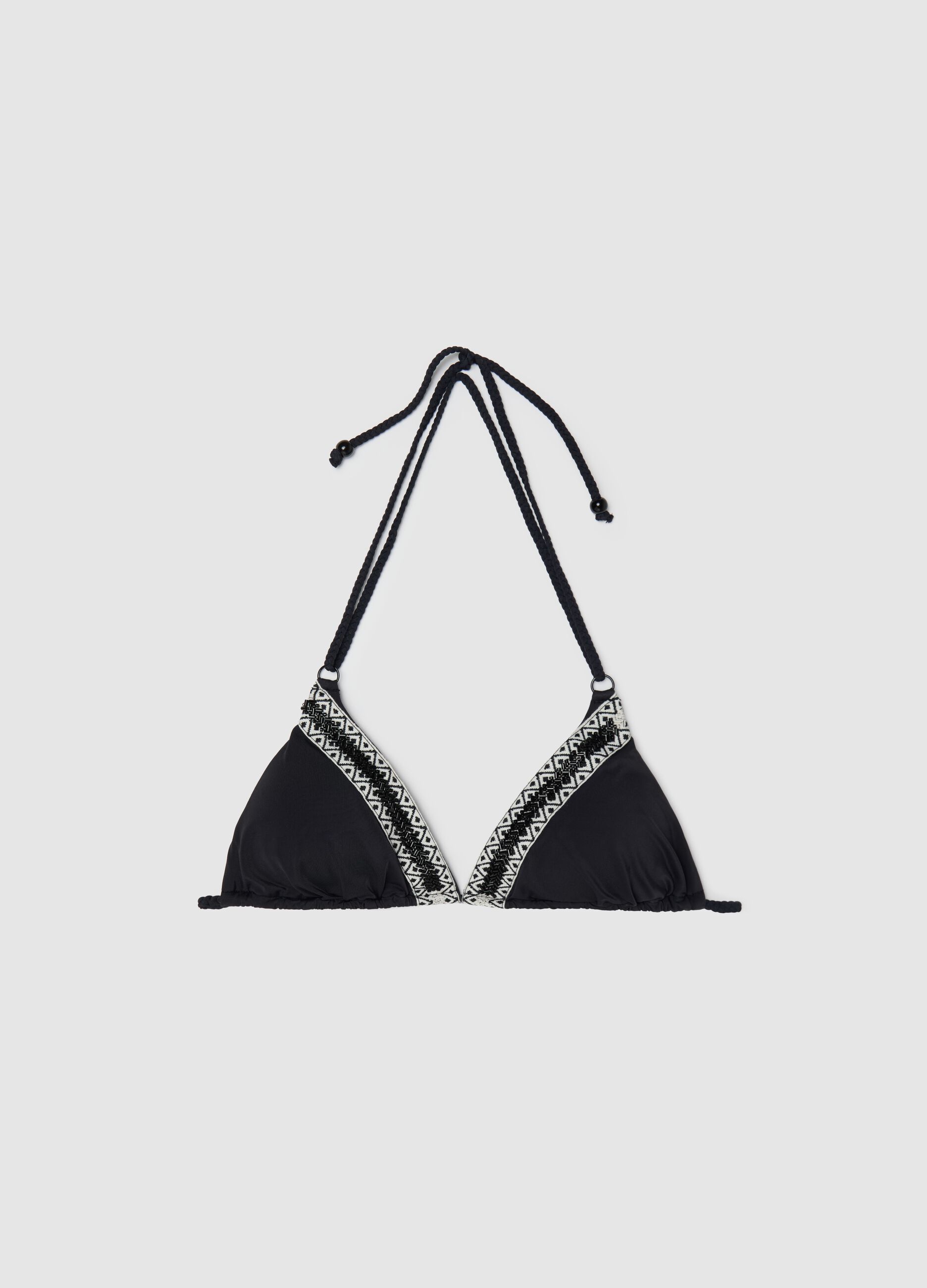 Women’s bikini top in multicoloured stretch fabric