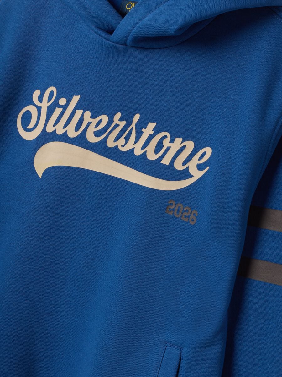 Felpa blu in misto cotone con cappuccio e girocollo_1