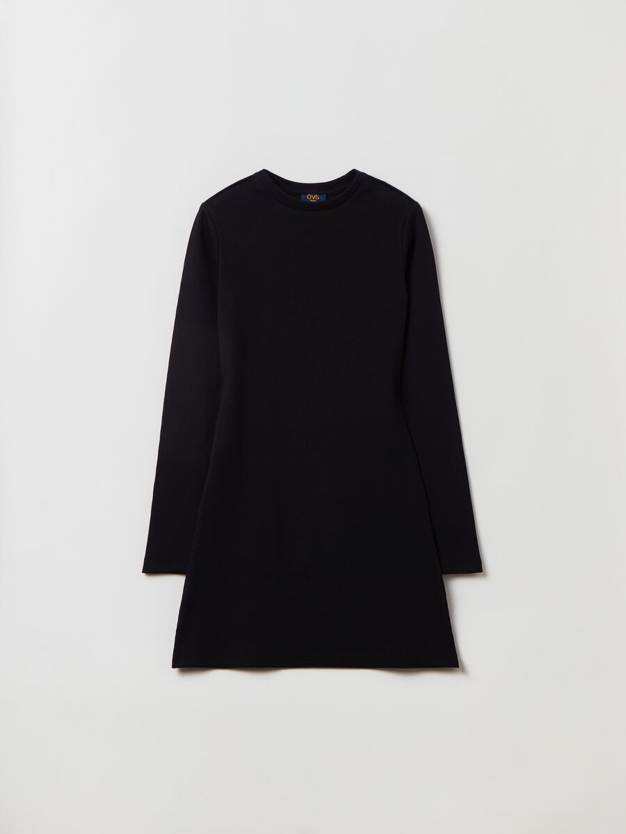 Abito lungo in cotone stretch a costine_0