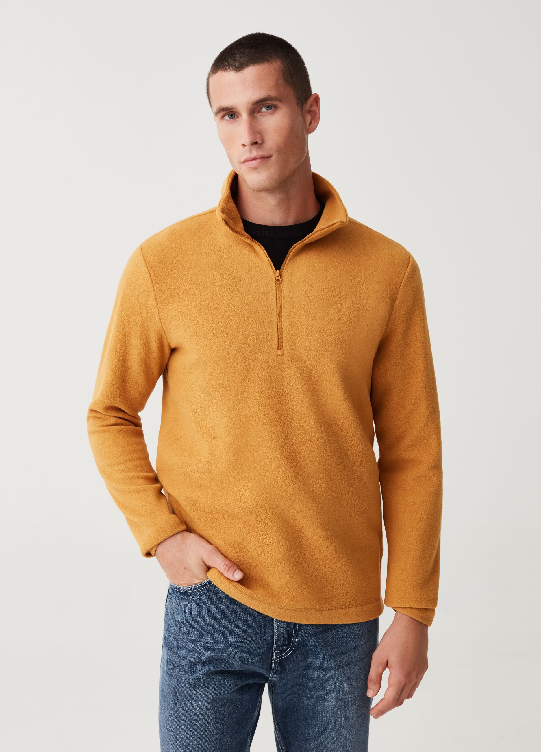 Felpa half zip in pile