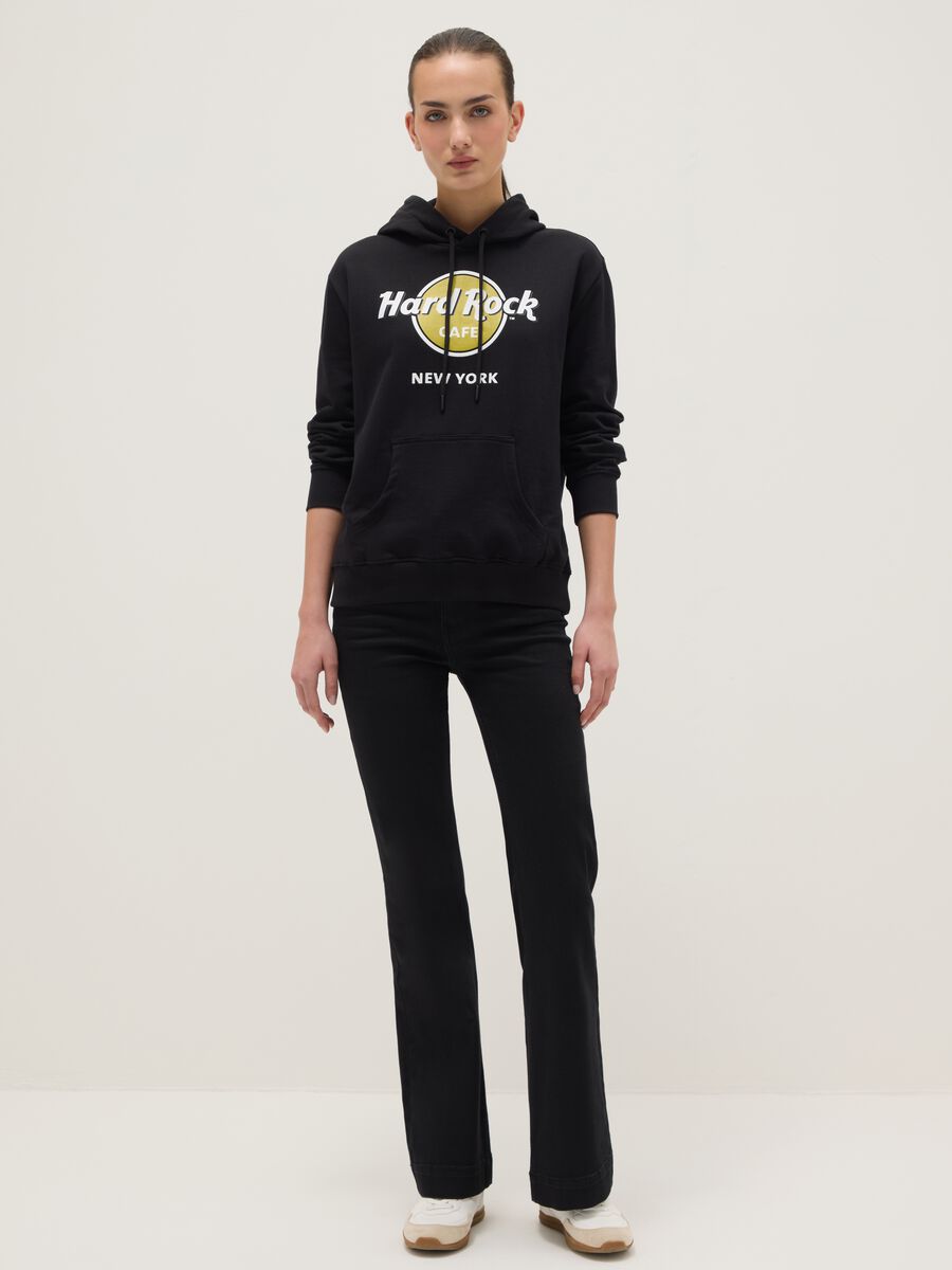Black pure cotton regular fit hoodie with Hard Rock Cafe logo_1