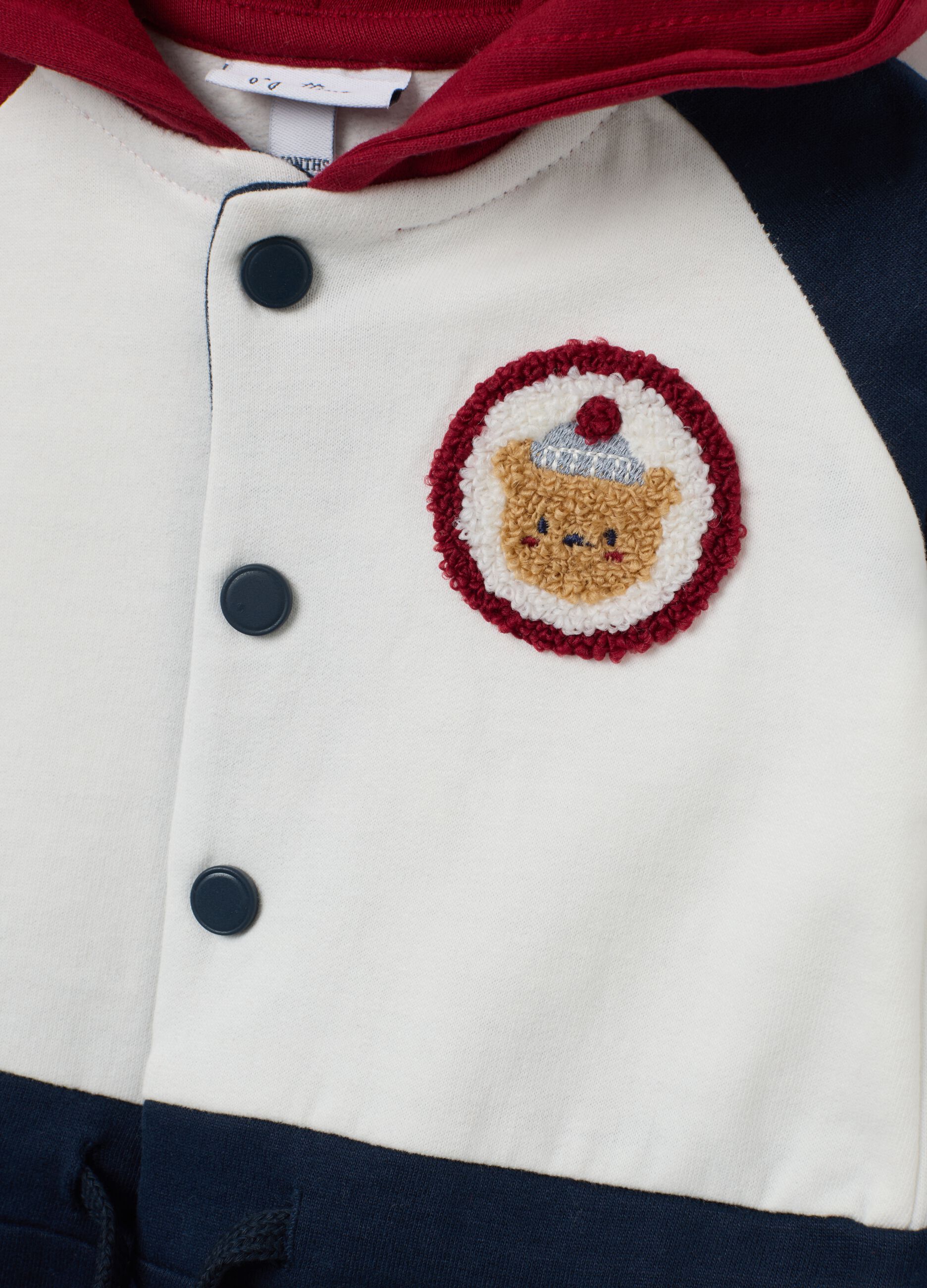 Multicolour pure cotton baby onesie with hood