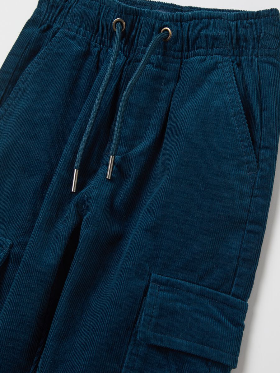 Cargo joggers in corduroy with drawstring_2